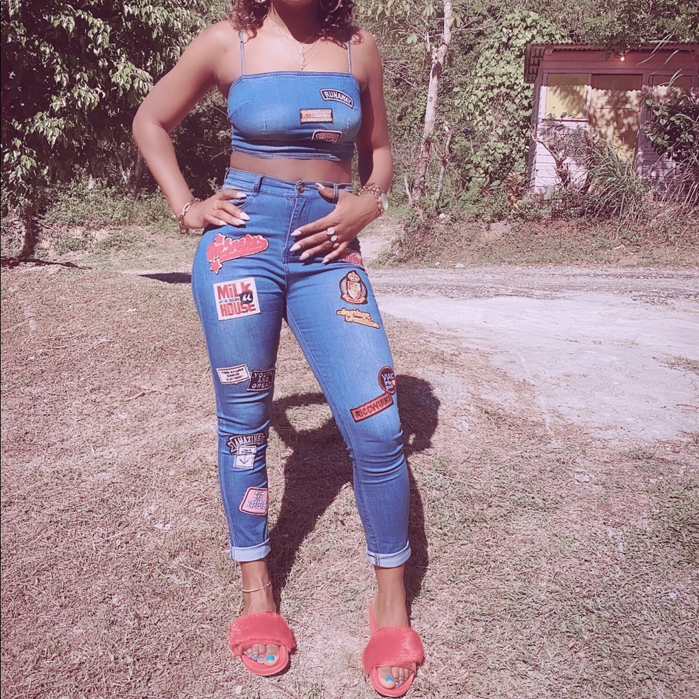 Blue denim with art
